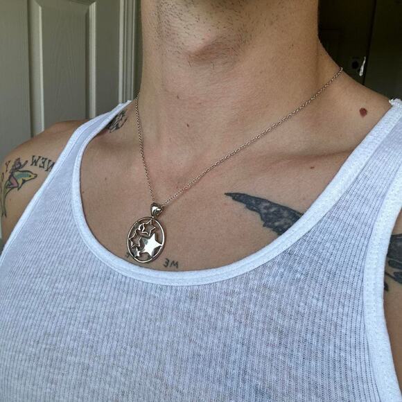 Vintage 00s Y2K Silver Chunky Star Charm Pendant Neclace - Picture 6 of 6